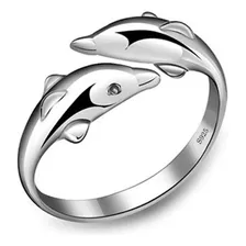 Anillo Ajustable Delfines Plata 925 