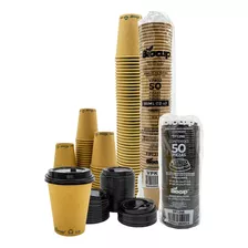 Paquete Vaso De Papel Biocup 50 Juegos 12 Oz (con Tapa)