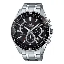 Reloj Casio Hombre Efr-552d 1a Edifice Topecri Malla Plateado Bisel Plateado Fondo Negro