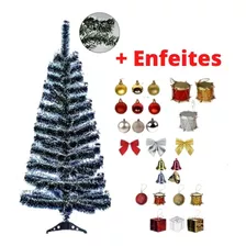 Arvore De Natal Nevada 1,2m Kit De Enfeites 48 Peças Enfeite