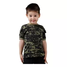 Camiseta Tática Ranger Infantil Com Bolso Bélica Dig Pântano