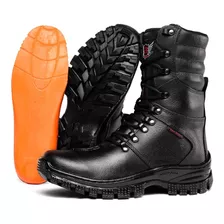 Coturno Bota Masculina Militar Motociclista Couro Legítimo