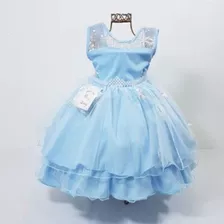 Vestido Infantil Festa Frozen Elsa Com Capa (tam 4 Ao 12)