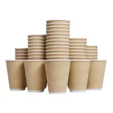 Vaso Corrugado Kraft 8 Onzas Borde Blanco Pack 50 Unidades