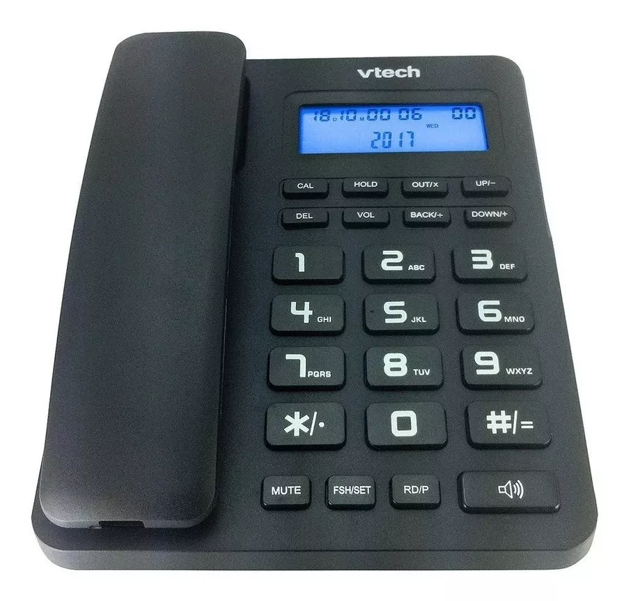 Telefono Alambrico Vtech Vtc500 Identificador De Llamadas, Manos Libres Negro