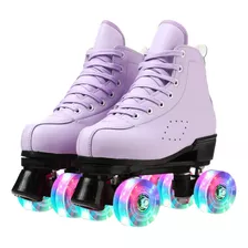 Patines De Cuatro Ruedas Para Mujer, De Piel Sintetica, Con