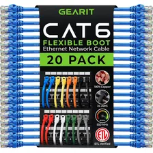 Cable De Conexión Cat6 Gearit, Paquete De 20, Cabina Etherne