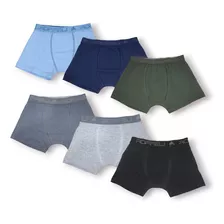 Kit 6 Cuecas Boxer Infantil Menino Algodão Lisa Box Criança