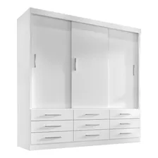 Guarda Roupa Casal Capri 3 Portas Correr 9 Gav Cor Branco