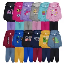 Kit 6 Roupa Infantil Moletom Conjunto Frio 3 Blusas+3 Calças