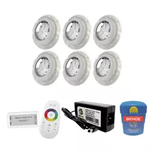 Kit Led Piscina 48m² - 6 Leds 4w, 1 Módulo Rgb + Fonte