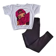 Conjunto Menina Adolescente Calça Legging Grossa E Blusinha