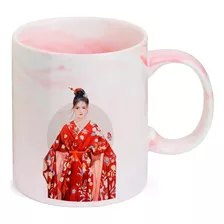 Caneca Marmorizada Rosa Menina Asiatica Gueixa