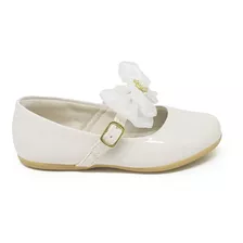 Sapatilha Infantil Sapato Boneca Laço Voal Perola Off White