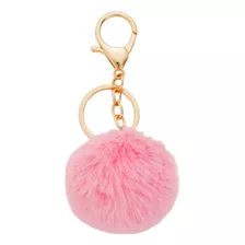 Chaveiros Femininos Argola Chaveiro Pelúcia 8 Cm Pom Pom Cor Rosa