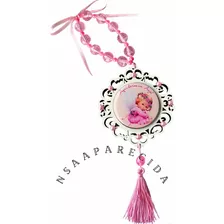 Medalha De Berço Anjo Da Guarda Com Oração Santo Anjo Strass Cor Rosa