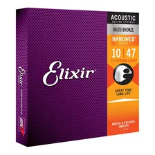 Encordoamento Elixir Cordas 010 Violão 12 Cordas Aço Nanoweb