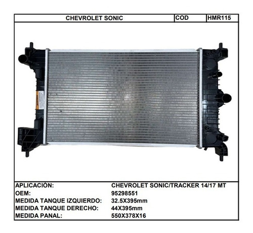 Radiador Chevrolet Sonic/tracker 14/17  Mecanico Foto 2
