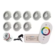 Kit 8 Leds Rgb Piscina + Controle + Fonte + Adaptador 50mm