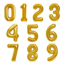 Globos Metalizados Números Dorados 16 PuLG. X 1 Und 