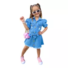 Vestido Manga Bufante Moda Infantil Luxo Blogueira + Cinto
