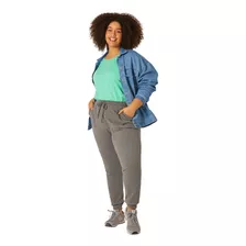 Calça Feminina Plus Size Jogging Em Moletom Flanelado Malwee