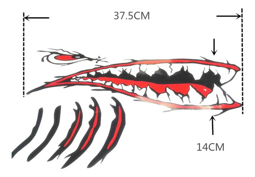 2x Calcomanas De Boca De De Tiburn Impermeables Foto 6