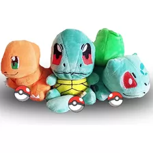 Pack Peluche Charmander Bulbasaur Squirtle - Envío Gratis