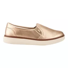 Tenis De Piel, Ajustables, Color Oro, Marca Flexi, 1080014