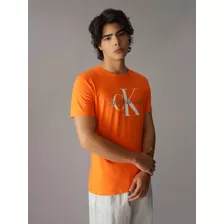 Playera Naranja De Hombre Con Logo Calvin Klein Jeans