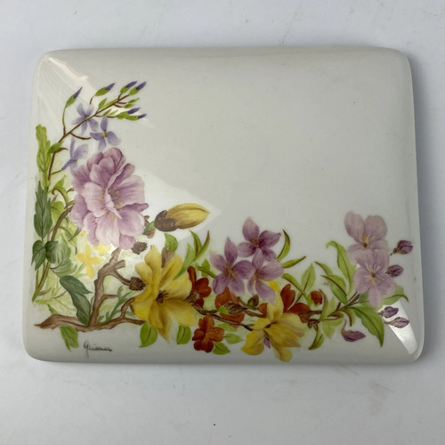 Porta-joias Porcelana Pintada À Mão Floral Vintage. Branco 3