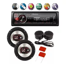 Kit Auto Falante Universal + Toca Rádio Carro Mp3 Blueto Usb