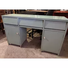 Escritorio Antiguo, Estilo Americano. De Madera Y Cármica