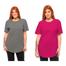 Combo 02 Camisetas Feminina Oversized Longline Swag C1