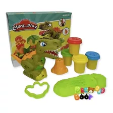 Dinosaurio Juguete -molde Y Figuras En Plastilina Infantil