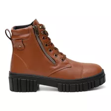 Bota Coturno Cano Curto Casual Tratorado Zíper Biker Oferta