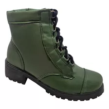 Coturno Feminino Bota Botinha Cano Baixo Sola Tratorada Flex