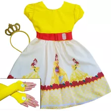 Vestido Fantasia Luxo Infantil Princesa A Bela E A Fera