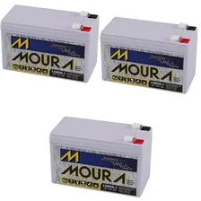 Kit Com 3 Bateria Moura 12v 7a