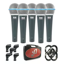 Kit Com 5 Microfones Arcano Dinâmicos Rhodon-8 Kit Xlr-xlr