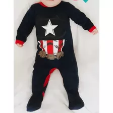 Enterito Disfraz Capitan America Bebe Algodon Pijama Conjunt