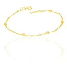 Pulseira Rommanel Singapura Com Bolinhas Banhado Ouro Com Comprimento 19 Cm Cor Dourado Diâmetro 19 Cm