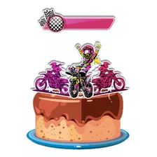Topo De Bolo Topper Personalizado Motocross Feminino