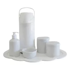 Kit Higiene Porcelanas Bebê Bandeja Nuvem Térmica 500ml