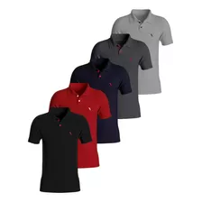 Kit Com 05 Camisas Gola Polo Masculinas Piquet Original