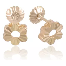 Aros De Oro 18k Flor Facetada