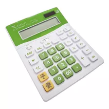 Calculadora De Mesa Balcão Display Escritório 12 Dígitos Cor Verde