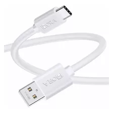 Cable 1hora Usb Tipo C 2.1a Rudo Carga Rápida Datos 1m Color Blanco