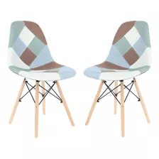 Set 2 Sillas De Comedor Eames Patchwork Neutral