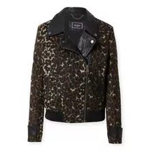 Chamarra Biker Moto Animal Print Faux Guess Mujer Talla S